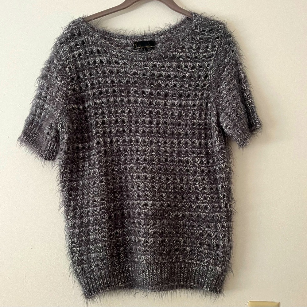 Soft gray short sleeve knit sweater